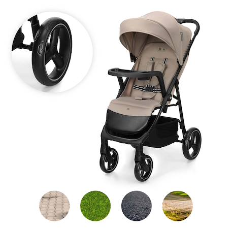 Poussette kinderkraft TRIG 3 TR avec plateau click & fold, assise allongée 91,5 cm, roues pivotantes 360°, capote déperlante Beige+Gris+Marron+Noir 6 - vertbaudet enfant 