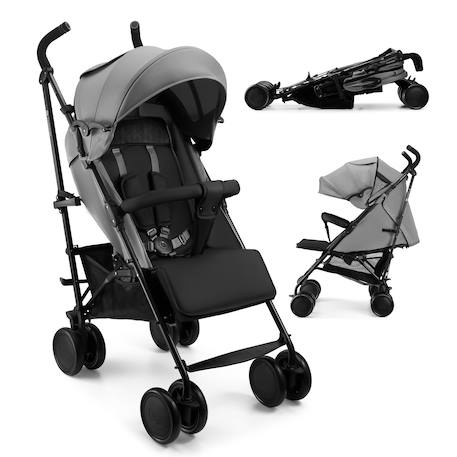 Poussette Kinderkraft SIESTA 2 pliage canne jusqu’à 22 kg, légère 7,9 kg, repose-pieds réglable, capote ventilée Gris+Noir 1 - vertbaudet enfant 