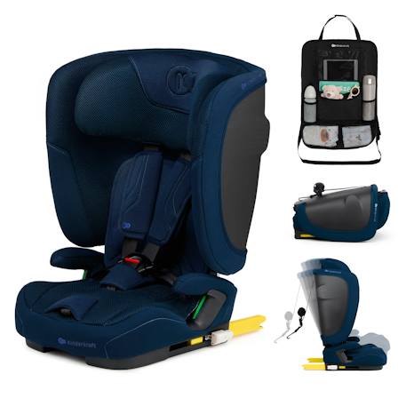 Siège auto Kinderkraft FIX2GO i-Size 76-150 cm isofix capteur saferide + organisateur voiture Bleu marine+Gris+Noir+Vert 1 - vertbaudet enfant 