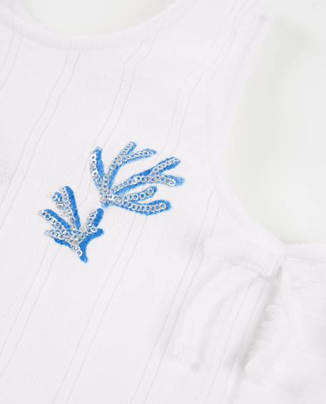 Top pour fille en maille avec sequins décoratifs Blanc 3 - vertbaudet enfant 