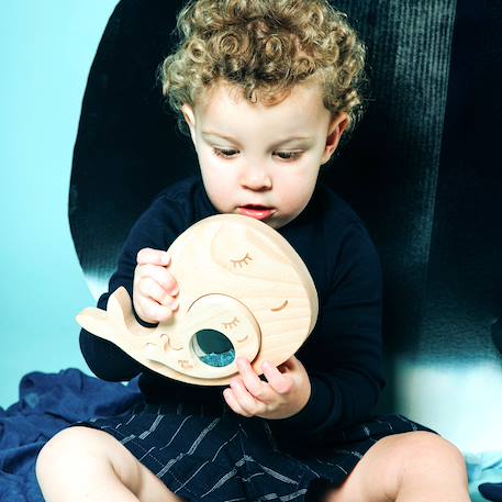 Jouet sensoriel puzzle en bois baleine Bleu 3 - vertbaudet enfant 