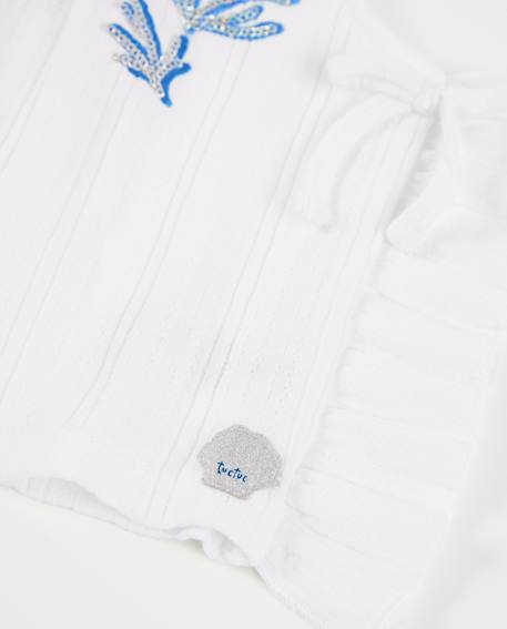 Top pour fille en maille avec sequins décoratifs Blanc 4 - vertbaudet enfant 
