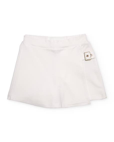 Jupe-short fille en maille avec boucle décorative Blanc 1 - vertbaudet enfant 