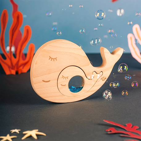 Jouet sensoriel puzzle en bois baleine Bleu 2 - vertbaudet enfant 