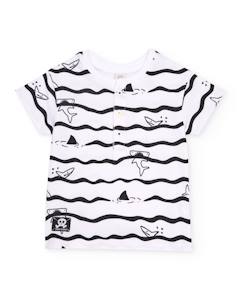 Garçon-T-shirt, polo, sous-pull-T-shirt en maille pour garçon avec imprimé requins