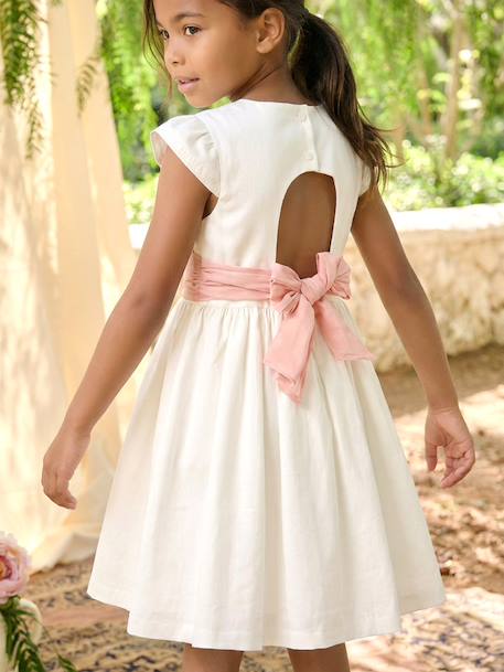 Robe fête patineuse nœud blanc+vert sauge 3 - vertbaudet enfant 