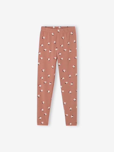 Lot de 2 leggings fille Basics bois de rose+gris foncé+kaki+marron imprimé+vert sauge 2 - vertbaudet enfant 