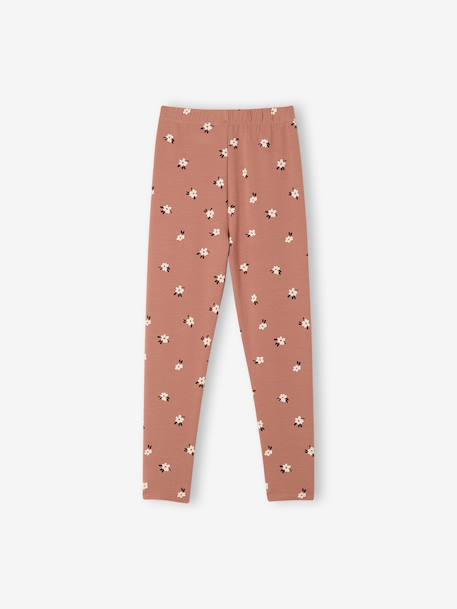 Lot de 2 leggings fille Basics bois de rose+gris foncé+kaki+marron imprimé+vert sauge 4 - vertbaudet enfant 
