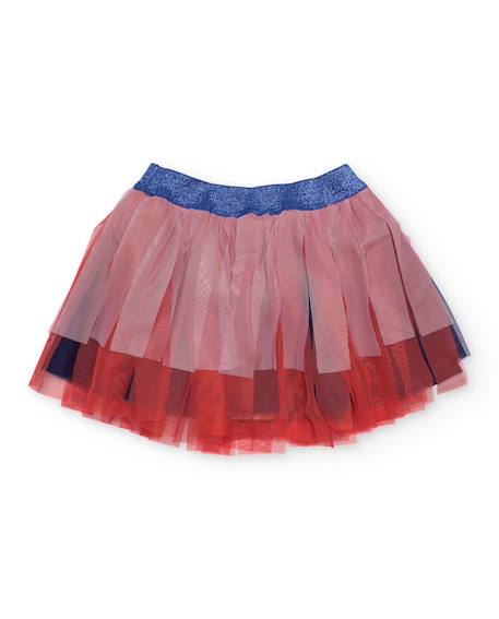Jupe pour fille en tissu avec couches de tulle Rouge 2 - vertbaudet enfant 