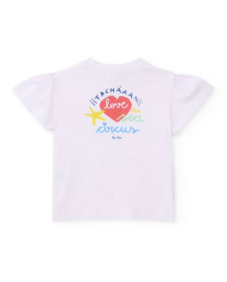 T-shirt en maille pour fille avec manche froncée Blanc 2 - vertbaudet enfant 
