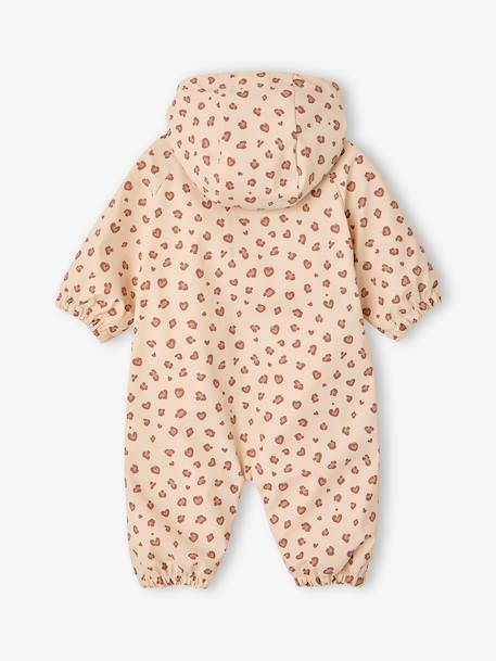 Combinaison de pluie imprimée à capuche bébé doublée polaire vanille+vieux rose 2 - vertbaudet enfant 