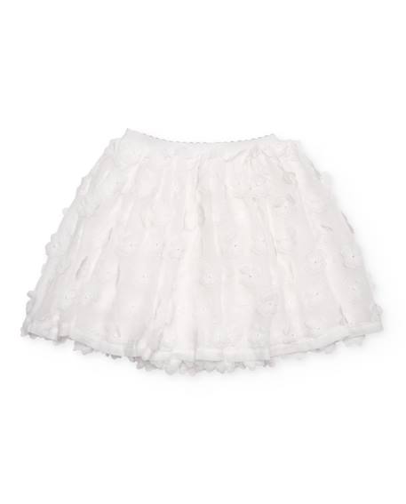 Jupe fille en tissu tissé avec fleurs en relief Blanc 2 - vertbaudet enfant 