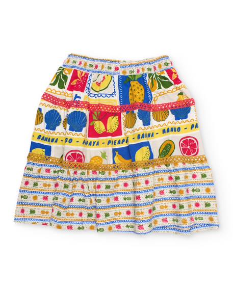Jupe fille en maille avec rubans décoratifs Beige 3 - vertbaudet enfant 