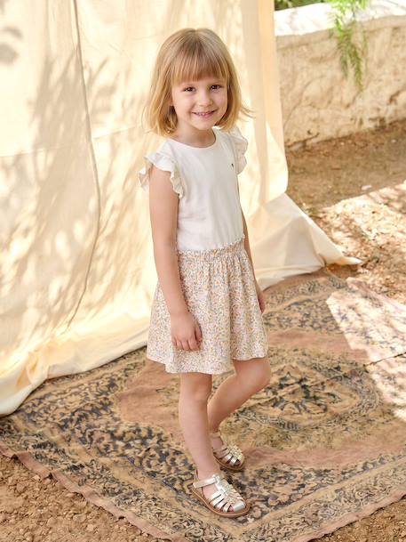 Robe fille effet 2 en 1 écru+indigo+rayé rose+rose pâle 2 - vertbaudet enfant 