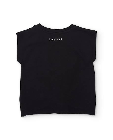T-shirt en maille pour fille avec nœud décoratif Noir 2 - vertbaudet enfant 