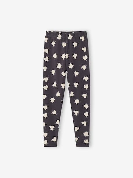 Lot de 2 leggings fille Basics bois de rose+gris foncé+kaki+marron imprimé+vert sauge 7 - vertbaudet enfant 
