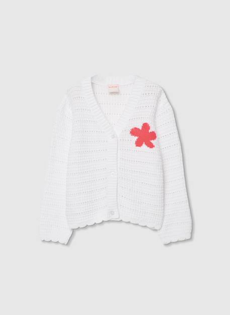 Gilet en maille pour fille Blanc 1 - vertbaudet enfant 