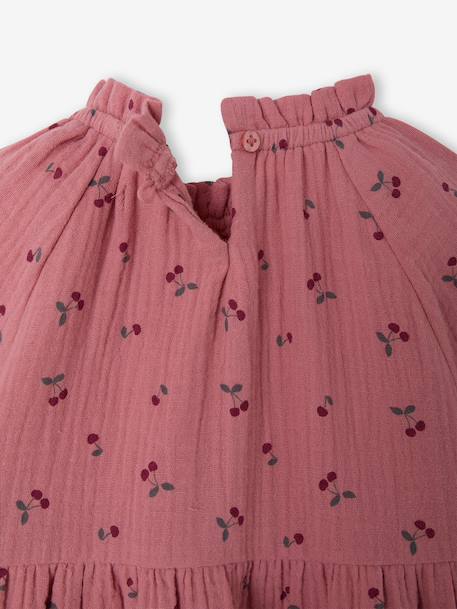 Robe bébé à volants en gaze de coton rose+taupe+vieux rose 4 - vertbaudet enfant 