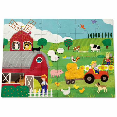 Puzzle géant ferme enfant 30 pièces avec livre éducatif Rouge 3 - vertbaudet enfant 