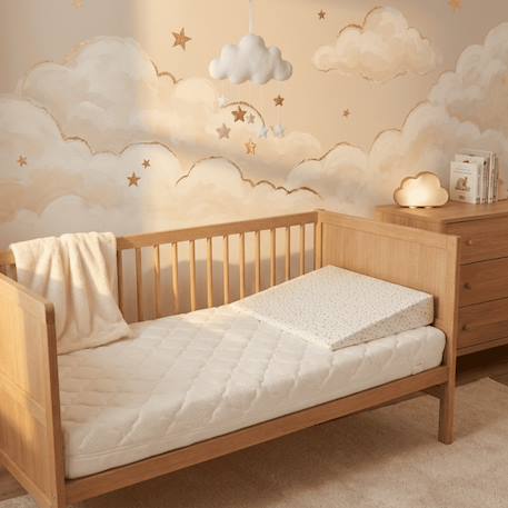 Pack matelas bébé 60x120 + plan incliné étoiles dorées + protège-matelas - déhoussable et sain Blanc 1 - vertbaudet enfant 