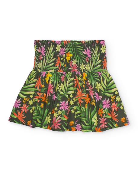 Jupe fille en maille avec taille froncée Vert 2 - vertbaudet enfant 