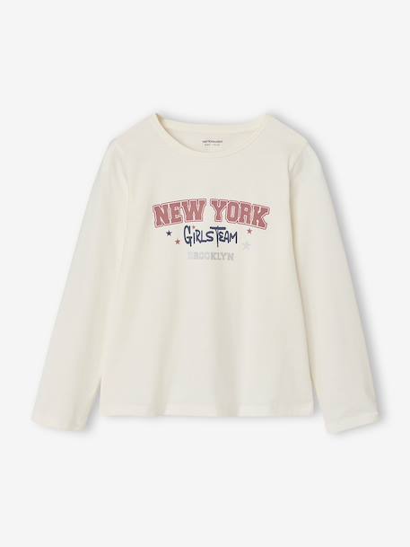 T-shirt manches longues fille écru 1 - vertbaudet enfant 
