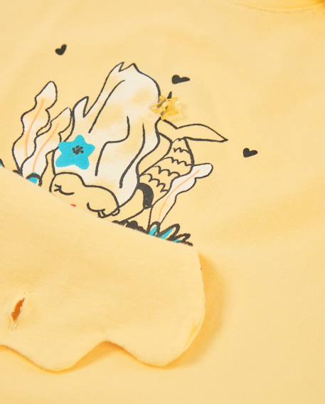 T-shirt en maille pour fille avec détail en relief et sequins Jaune 4 - vertbaudet enfant 