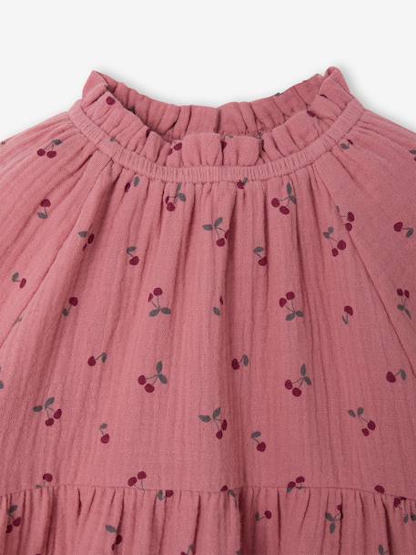 Robe bébé à volants en gaze de coton rose+taupe+vieux rose 3 - vertbaudet enfant 
