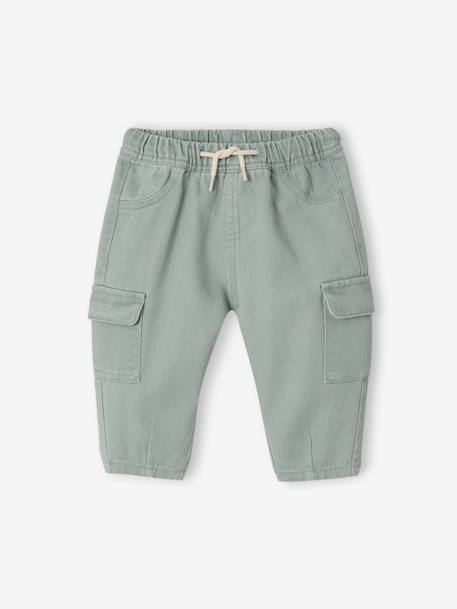 Pantalon ballon bébé garçon vert sauge 1 - vertbaudet enfant 