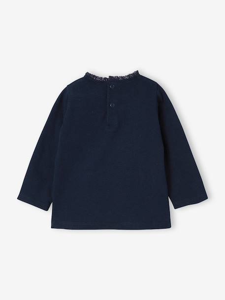T-shirt bébé manches longues avec motif c½ur léopard écru+marine 8 - vertbaudet enfant 