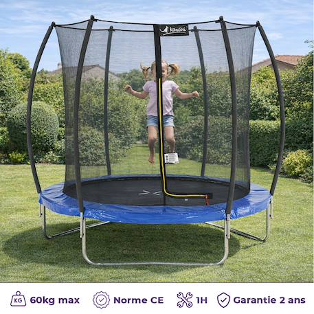Trampoline rond ø 250cm avec filet de sécurité intérieur - fpr 250 Bleu 2 - vertbaudet enfant 