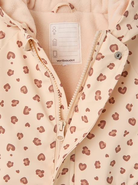 Combinaison de pluie imprimée à capuche bébé doublée polaire vanille+vieux rose 3 - vertbaudet enfant 