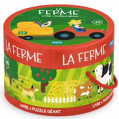 Jouet-Jeux éducatifs-Puzzles-Puzzle géant ferme enfant 30 pièces avec livre éducatif