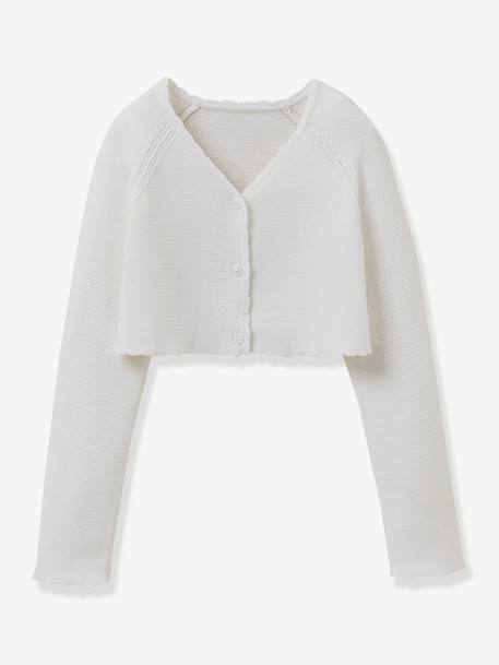 Boléro court boutonné blanc 1 - vertbaudet enfant 