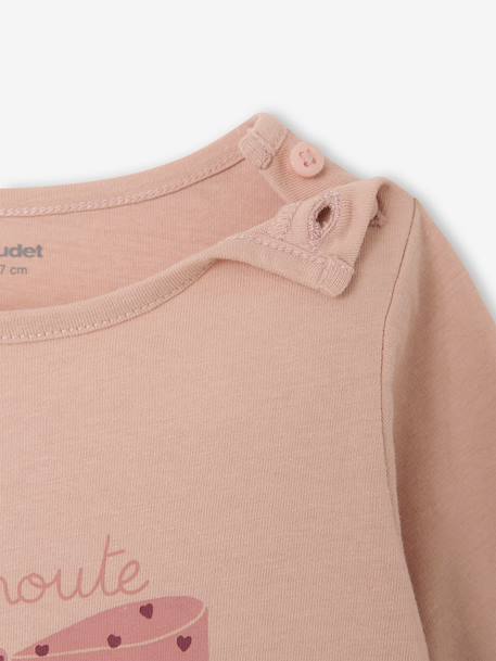 Lot de 3 T-shirts Basics bébé manches longues rose poudré+vieux rose 6 - vertbaudet enfant 