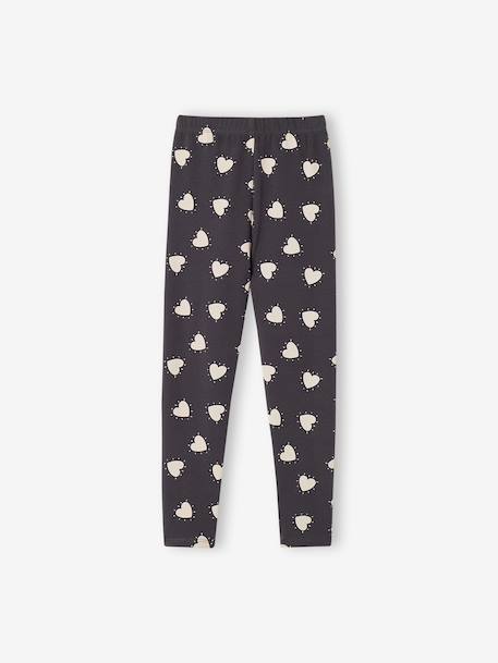 Lot de 2 leggings fille Basics bois de rose+gris foncé+kaki+marron imprimé+vert sauge 9 - vertbaudet enfant 