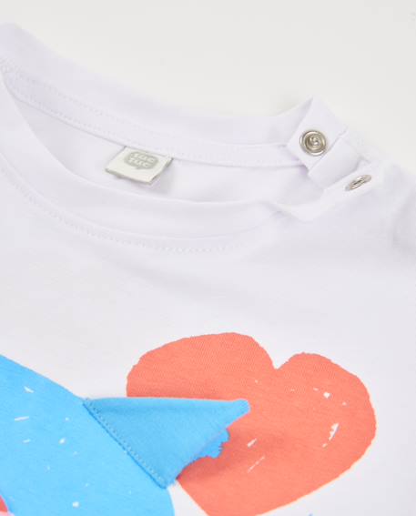T-shirt en maille pour fille avec manche froncée Blanc 3 - vertbaudet enfant 