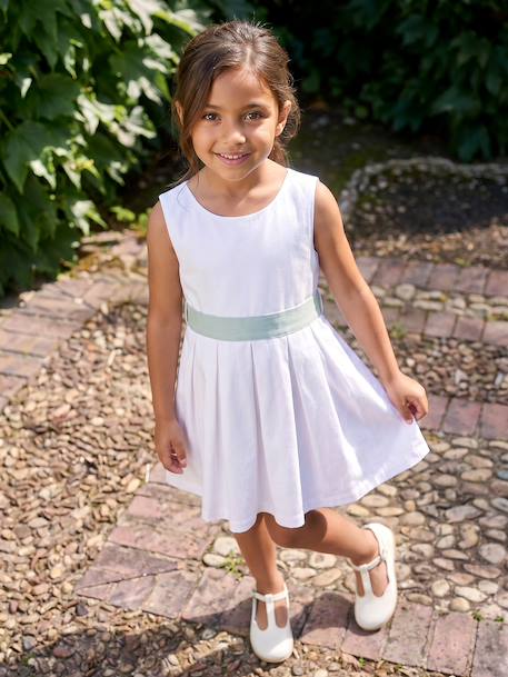 Robe de cérémonie motifs fleurs fille blanc+blanc imprimé+bleu clair+rose imprimé+rose pâle 1 - vertbaudet enfant 