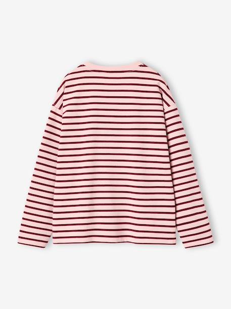 T-shirt manches longues fille bois de rose+écru 2 - vertbaudet enfant 
