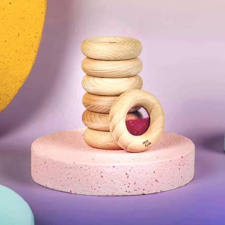 Hochet sensoriel donut calme Bleu+Jaune+Orange+Rose+Rouge+Turquoise+Vert+Violet 18 - vertbaudet enfant 