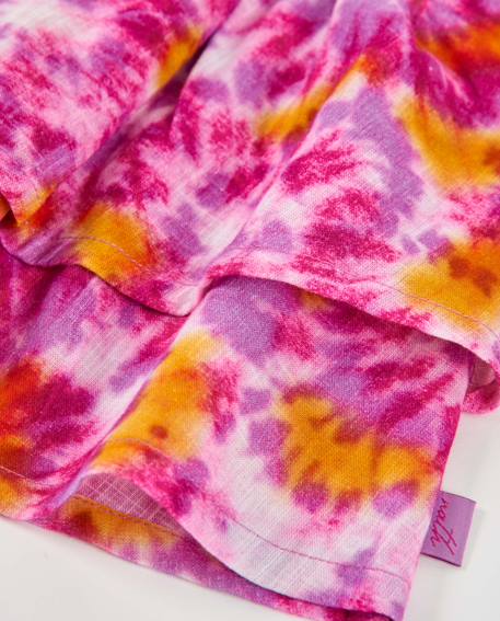 Jupe fille en tissu tissé avec imprimé tie-dye Rose 4 - vertbaudet enfant 
