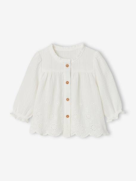 Blouse brodée bébé écru+ocre 1 - vertbaudet enfant 