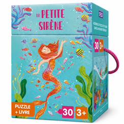 Jouet-Jeux éducatifs-Puzzles-Puzzle et livre disney la petite sirène