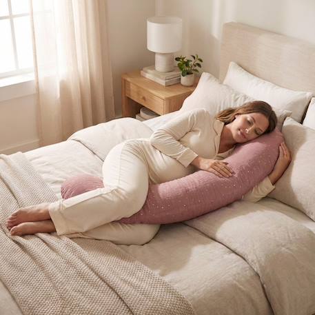 Coussin de maternité 3 en 1 : grossesse, allaitement & repos - housse double gaze coton Bleu+Rose fushsia+Rose pâle+Vert 8 - vertbaudet enfant 