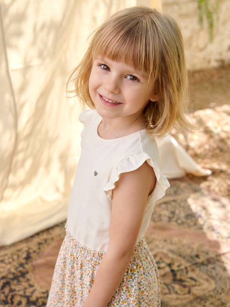 Robe fille effet 2 en 1 écru+indigo+rayé rose+rose pâle 7 - vertbaudet enfant 