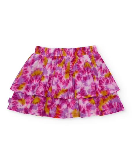 Jupe fille en tissu tissé avec imprimé tie-dye Rose 2 - vertbaudet enfant 