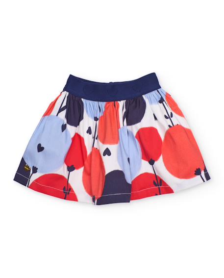 Jupe pour fille en toile avec taille élastique Blanc 1 - vertbaudet enfant 