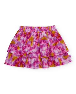 -Jupe fille en tissu tissé avec imprimé tie-dye