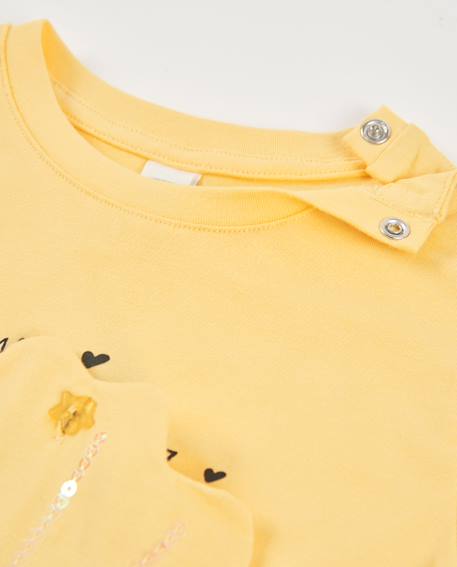 T-shirt en maille pour fille avec détail en relief et sequins Jaune 3 - vertbaudet enfant 