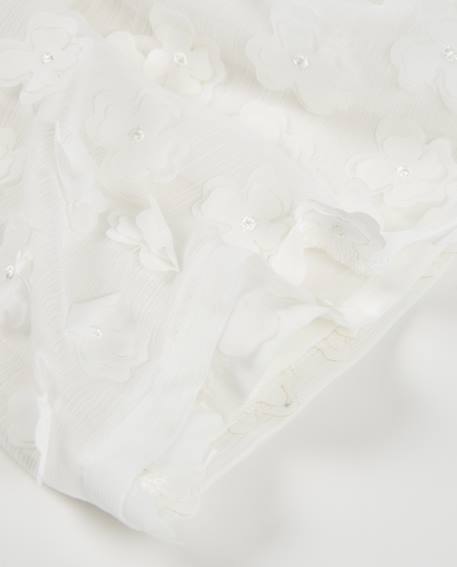 Jupe fille en tissu tissé avec fleurs en relief Blanc 4 - vertbaudet enfant 